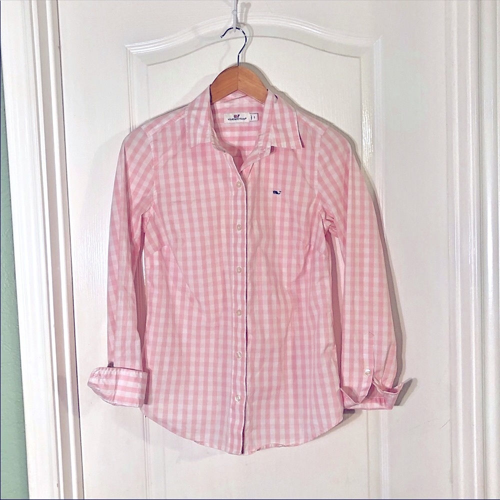 Vineyard Vines Pink & White Gingham Button Down